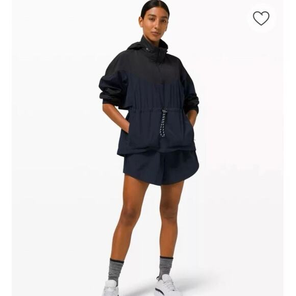 NWOT Lululemon Evergreen Anorak Jacket & Shorts Set Navy Blue Black Size 10/8 - Picture 1 of 11